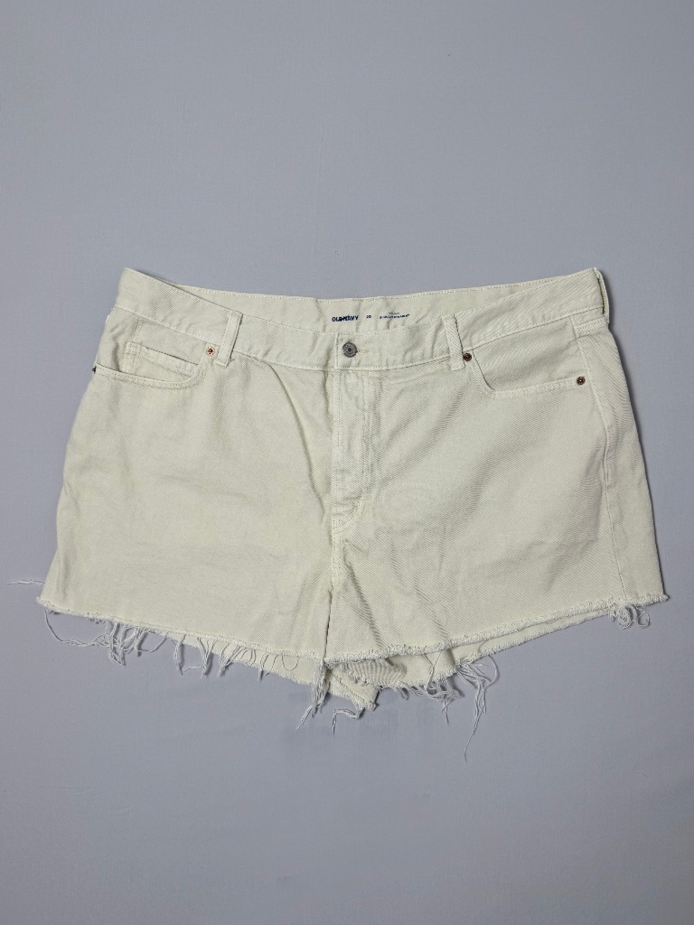 Old Navy High-Rise Off-White Cut-Off Denim Shorts, Size 20